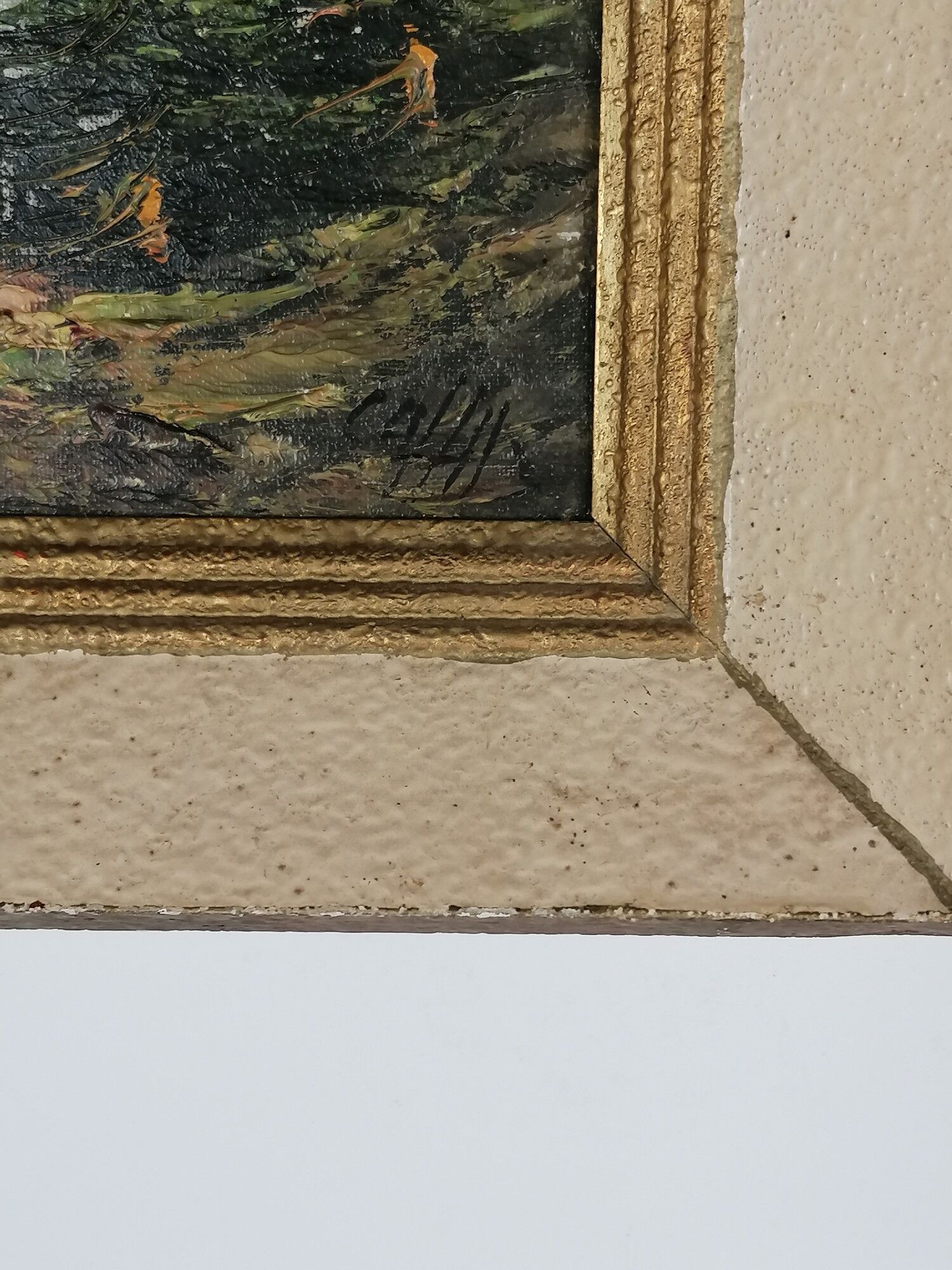 Oil on canvas painting view of the mountain
