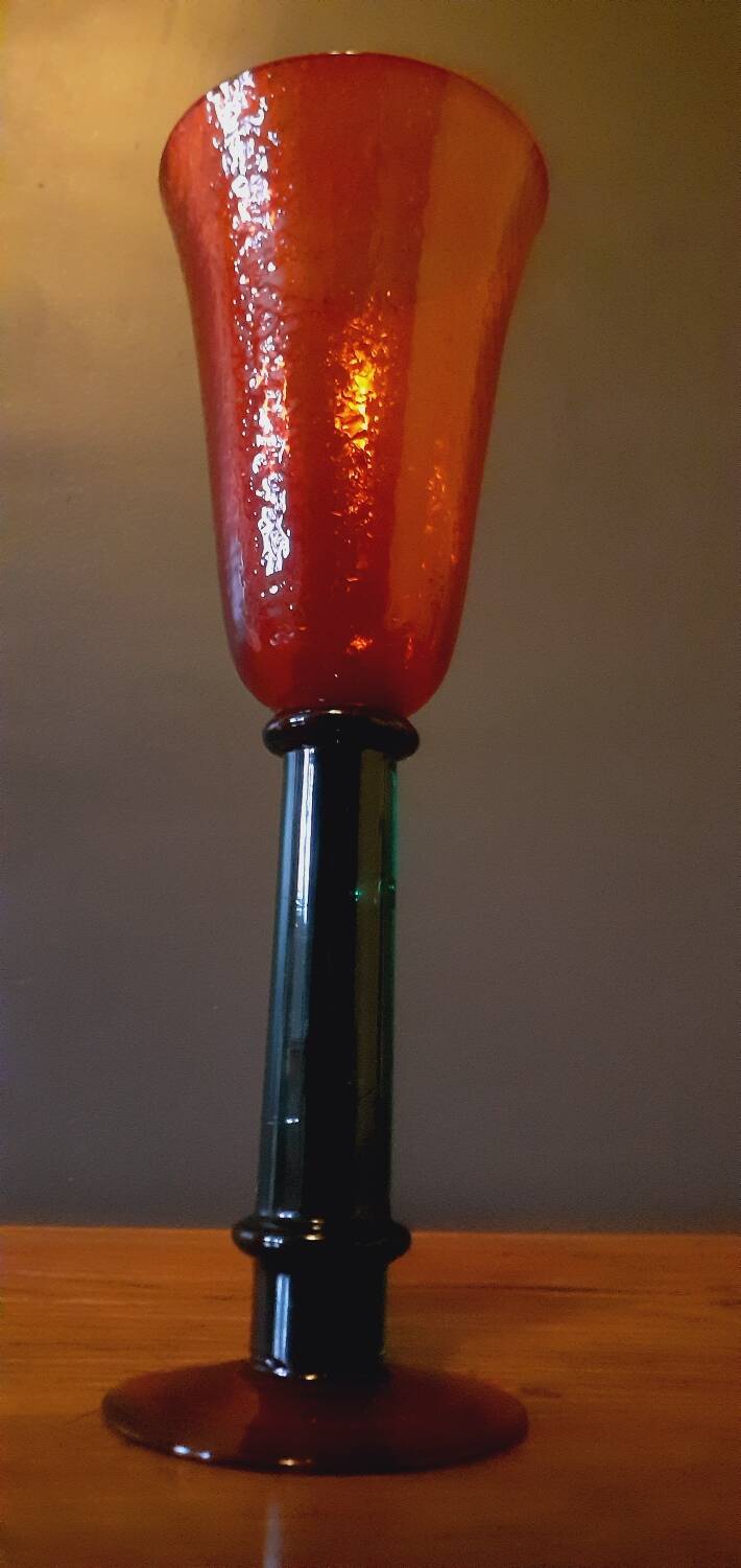 80s Memphis style glass footed vase