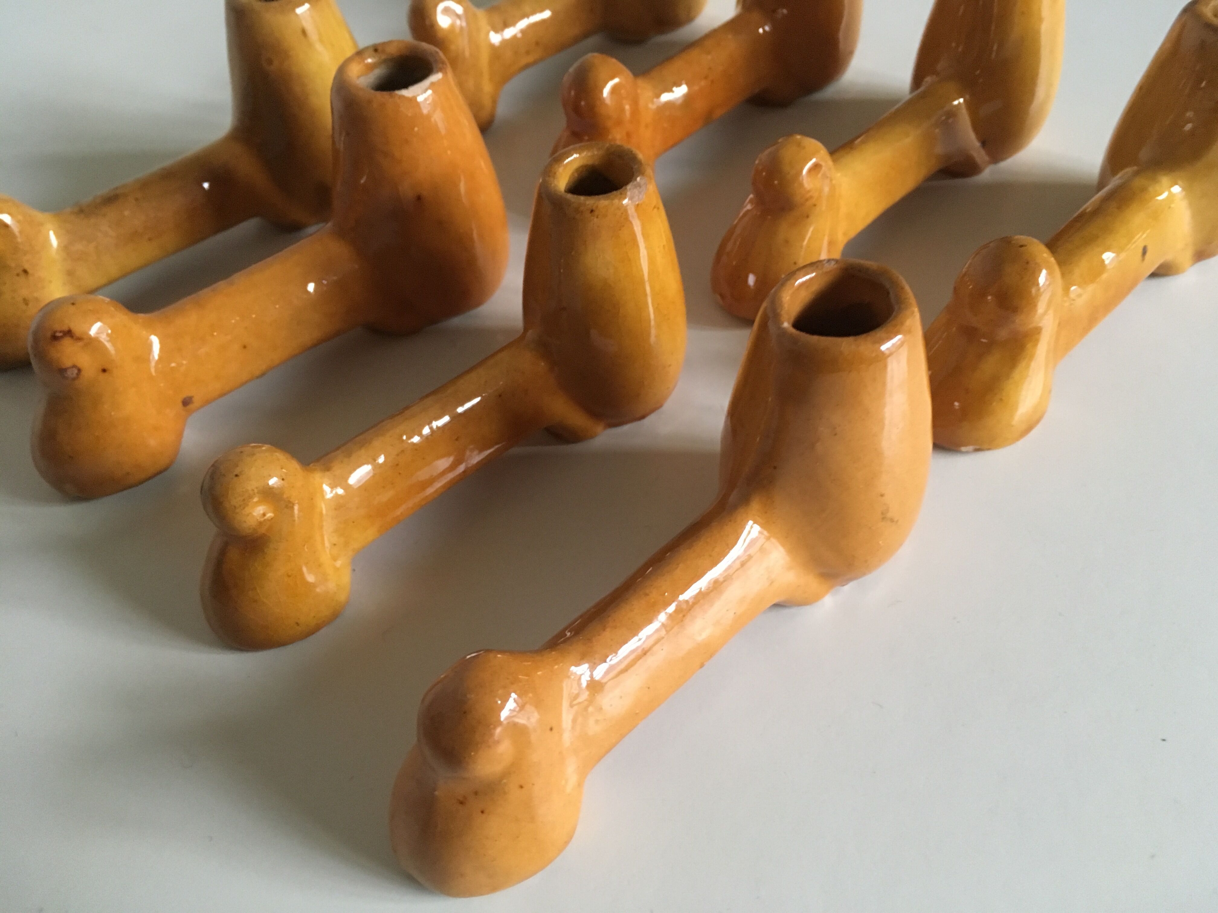 Series of 8 glazed earth knives from Vallauris Biot 60s