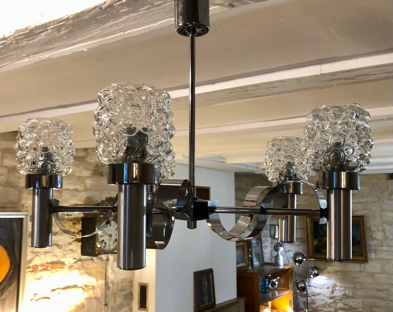 Lustre avec verreries Hélèna Tynell 1970