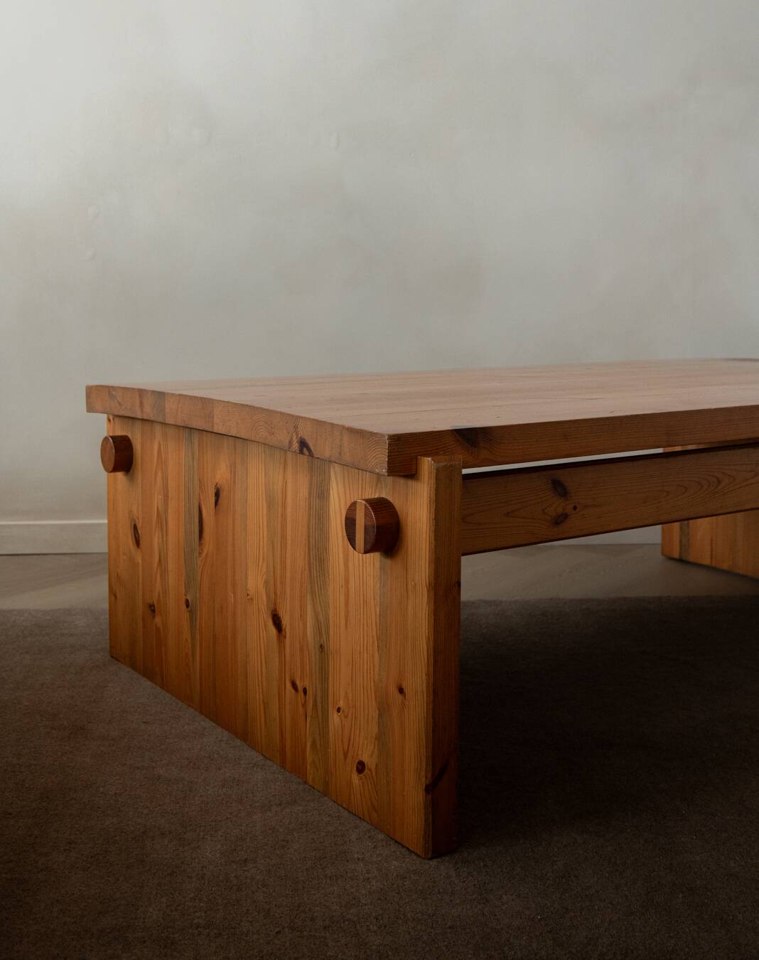 Vintage Pine Coffee Table Dymling Yngve Ekström Swedese, Brutalist, 1970s