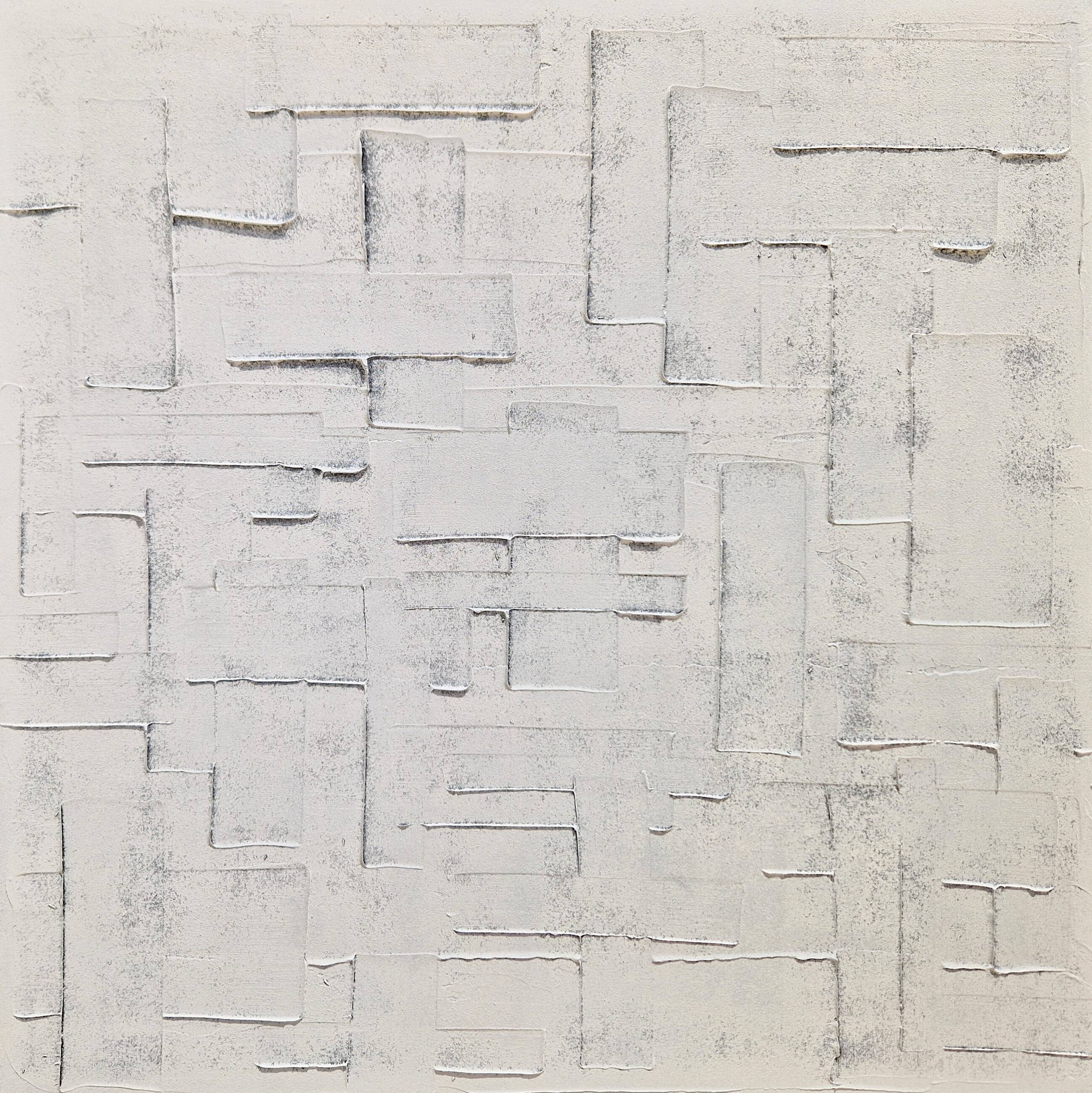 Minimalist monochrome abstract painting white