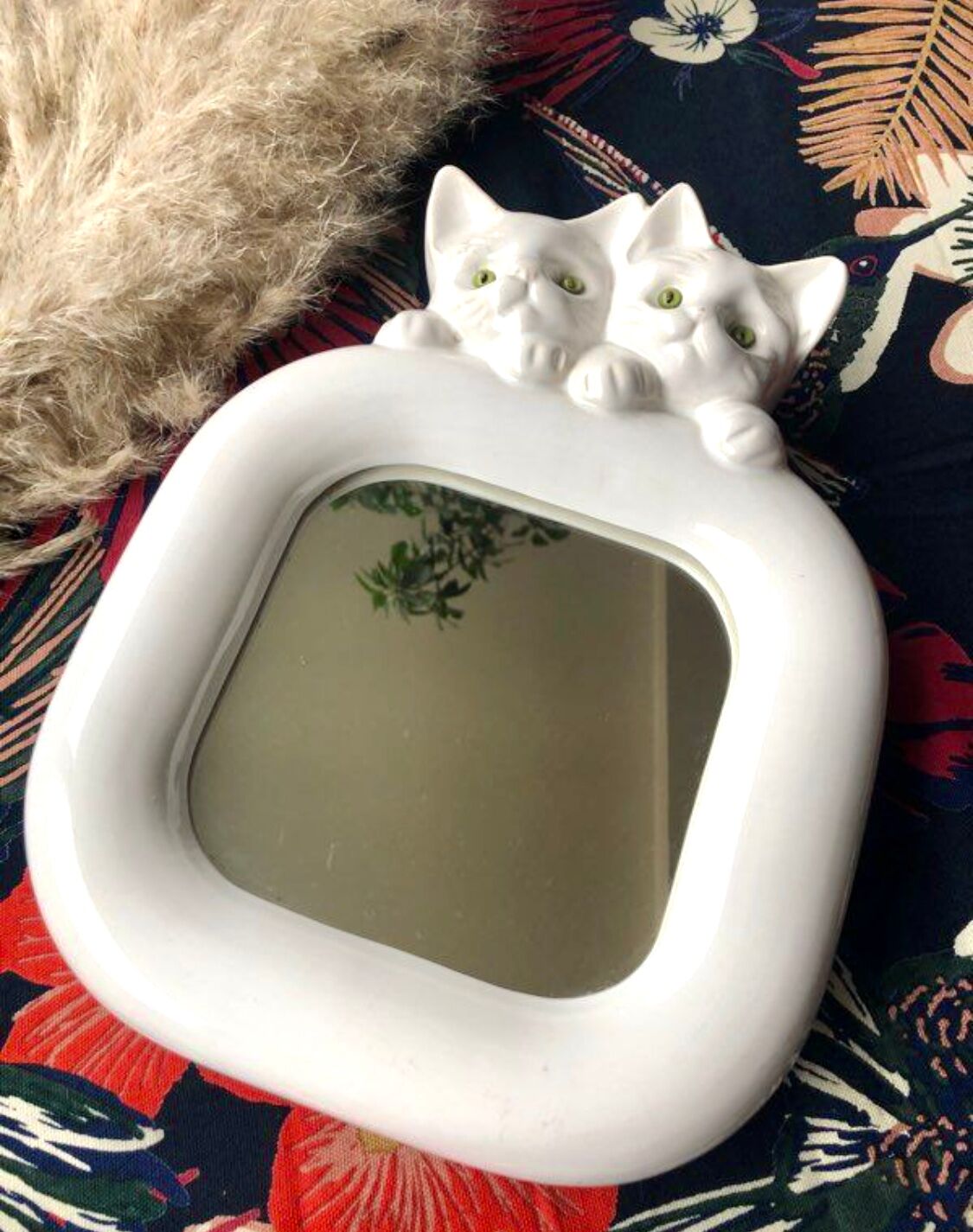 Ceramic mirror Cats 30, 5 X 23, 5 cm