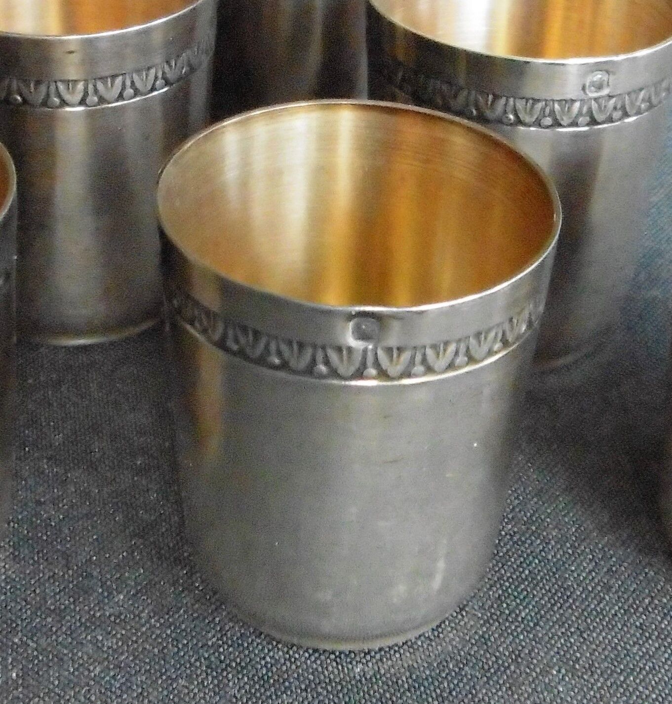 6 solid silver liqueur glasses, interior vermeil, Punches Minerve 925