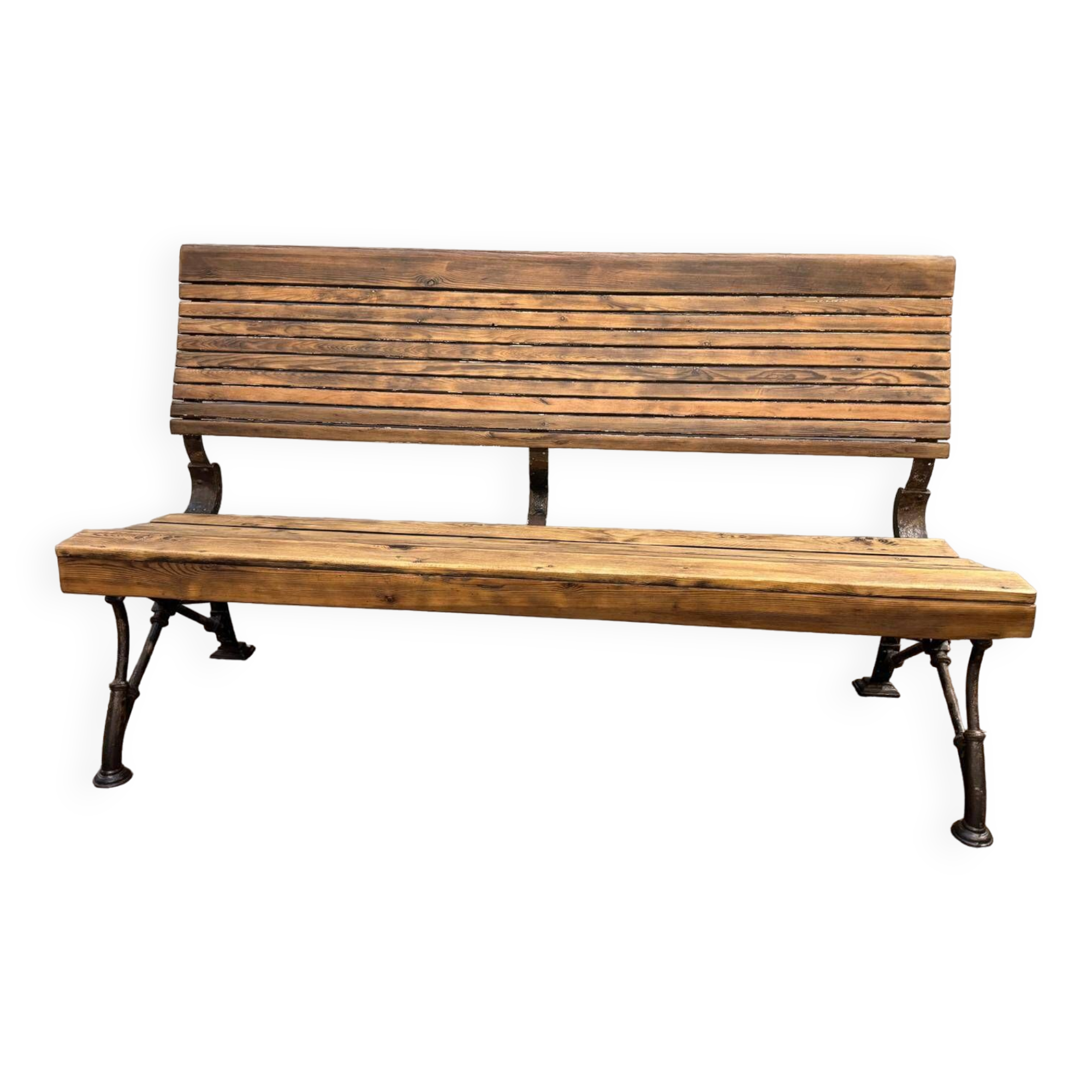 Industrial style metal and wood bench