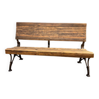 Industrial style metal and wood bench