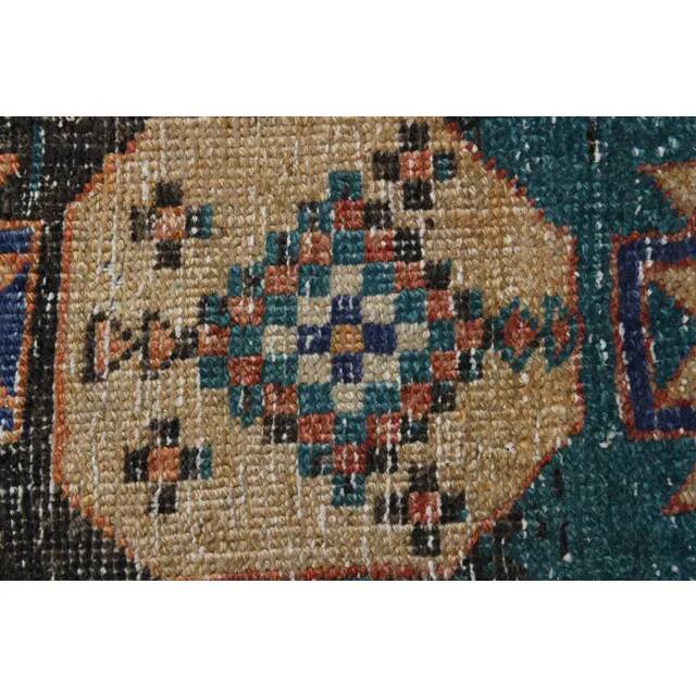 1970s vintage Turkish Oushak handmade wool cotton orange runner rug 80x320