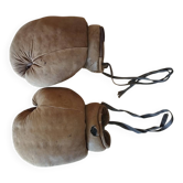 Ancienne paire de gants de boxe en cuir fauve patiné (8 oz) – Circa 1940/19