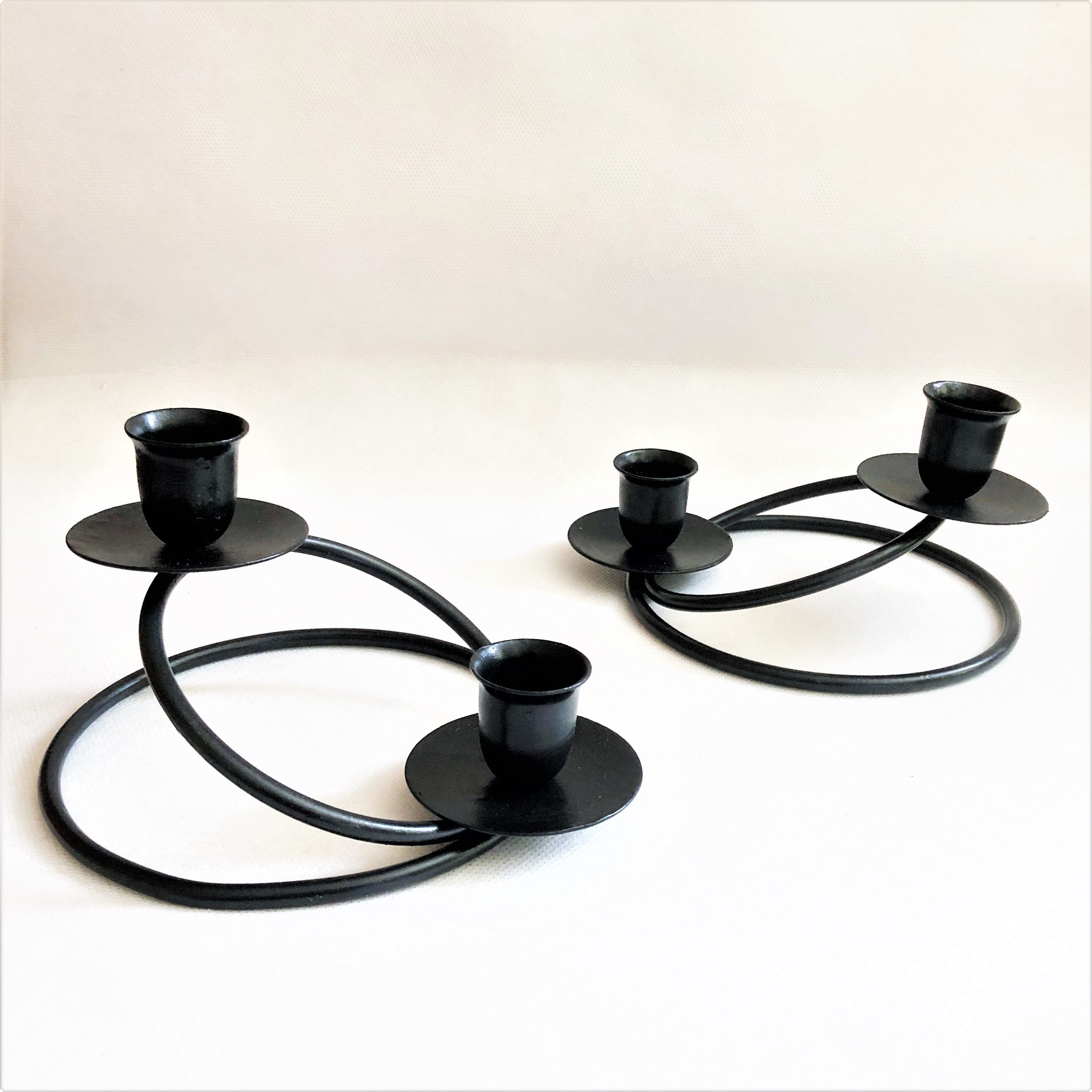 Pair of candlesticks candlesticks black wrought iron