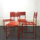 4 chaises rouges Spaghetti de Giandomenico Belotti pour Alias
