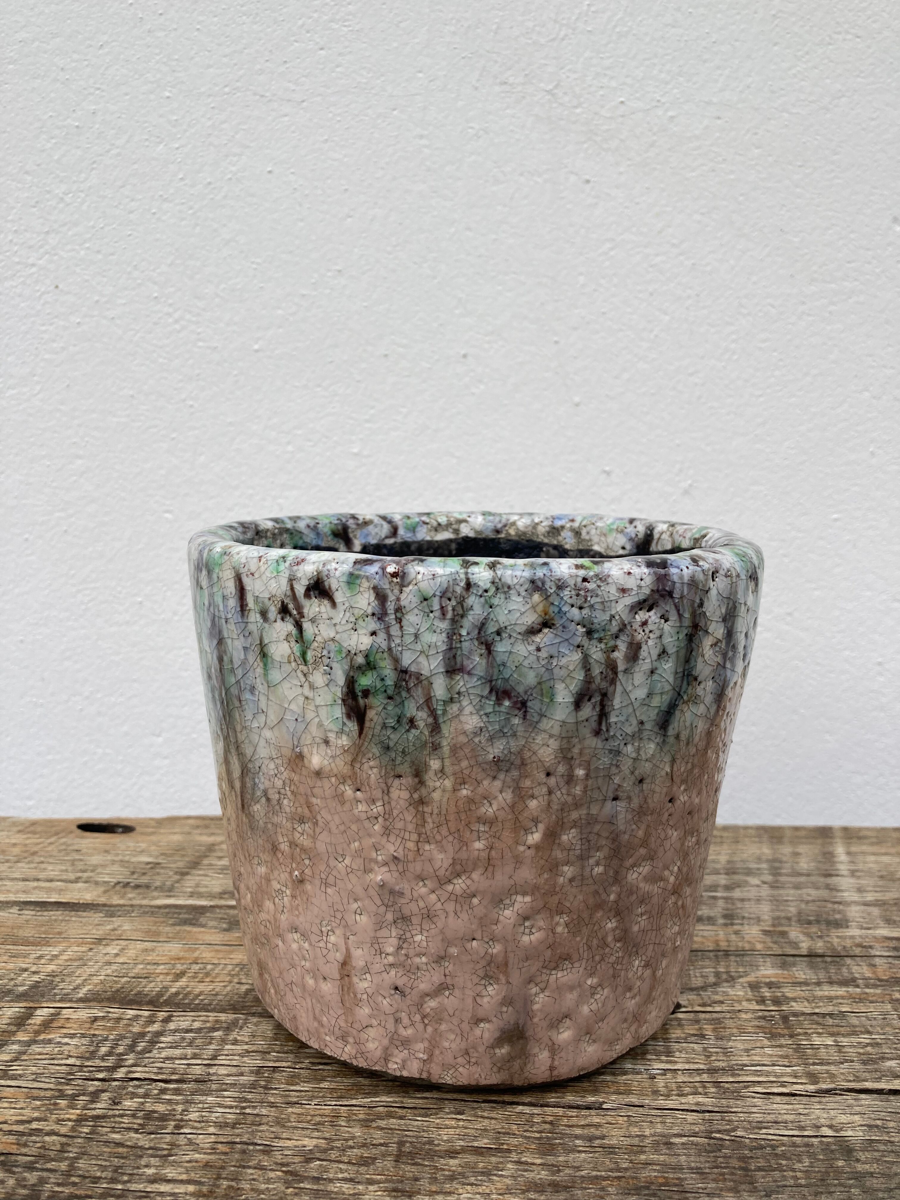 Pot cover stoneware cooking with Raku gray green