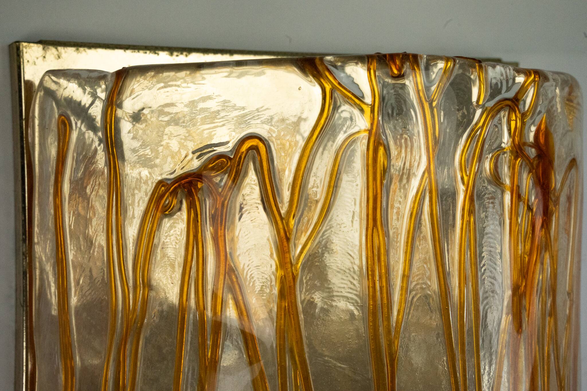 Pair of signed La Murrina thick Murano glass sconces. Italy 1970s.