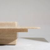 Table basse carrée Saturne en travertin, 1980s