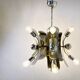 Vintage italian chrome and brass chandelier, 1970s