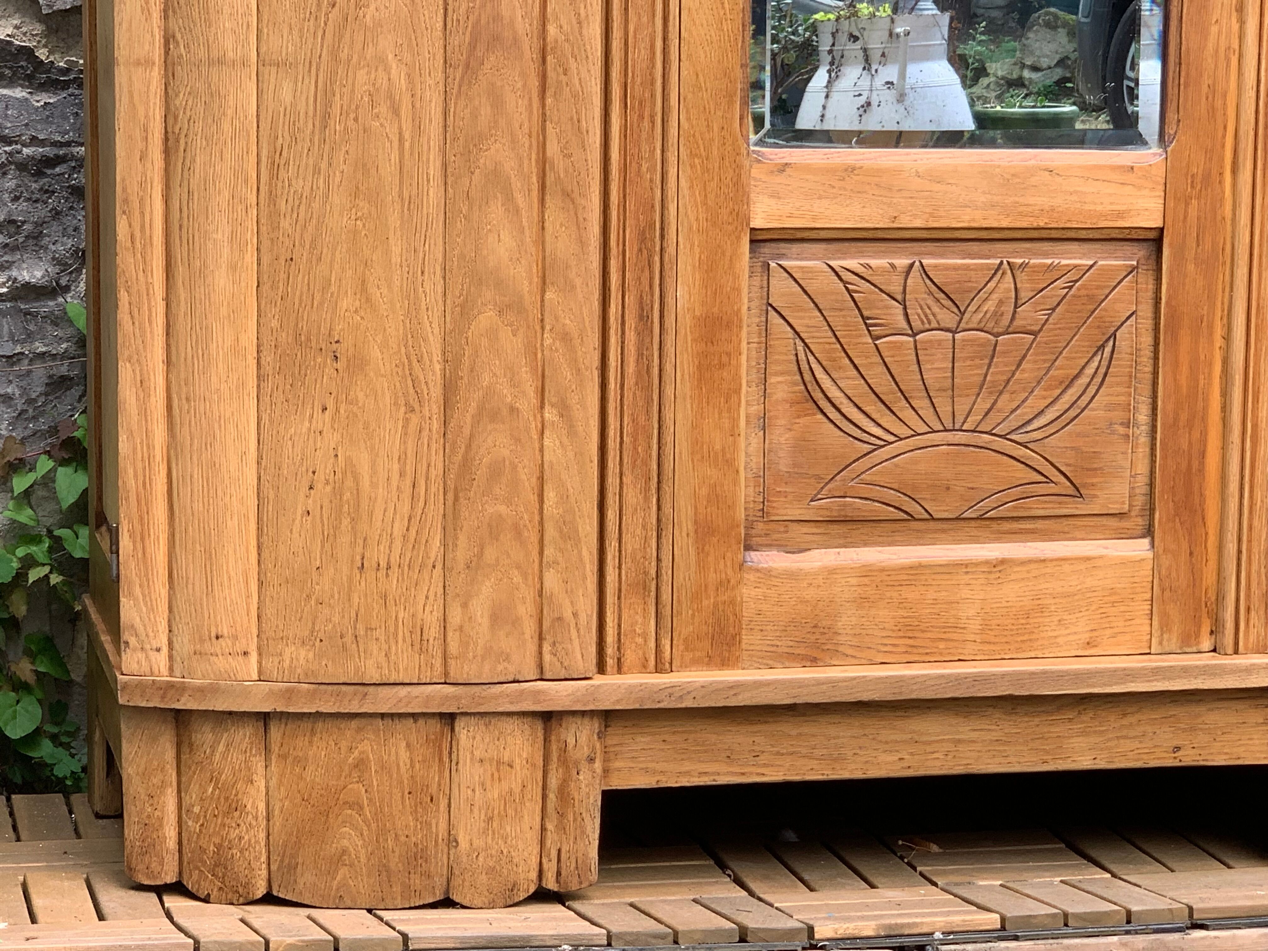 Parisian art deco wardrobe solid raw oak 1930