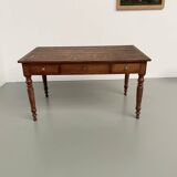 Walnut and pine drapery farmhouse table