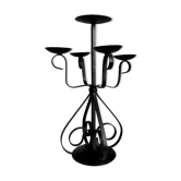 Vintage Brutalist large black wrought iron candelabra
