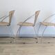 Set of 3 Linda chairs by Arrben – beige faux leather and chrome steel – 1980s