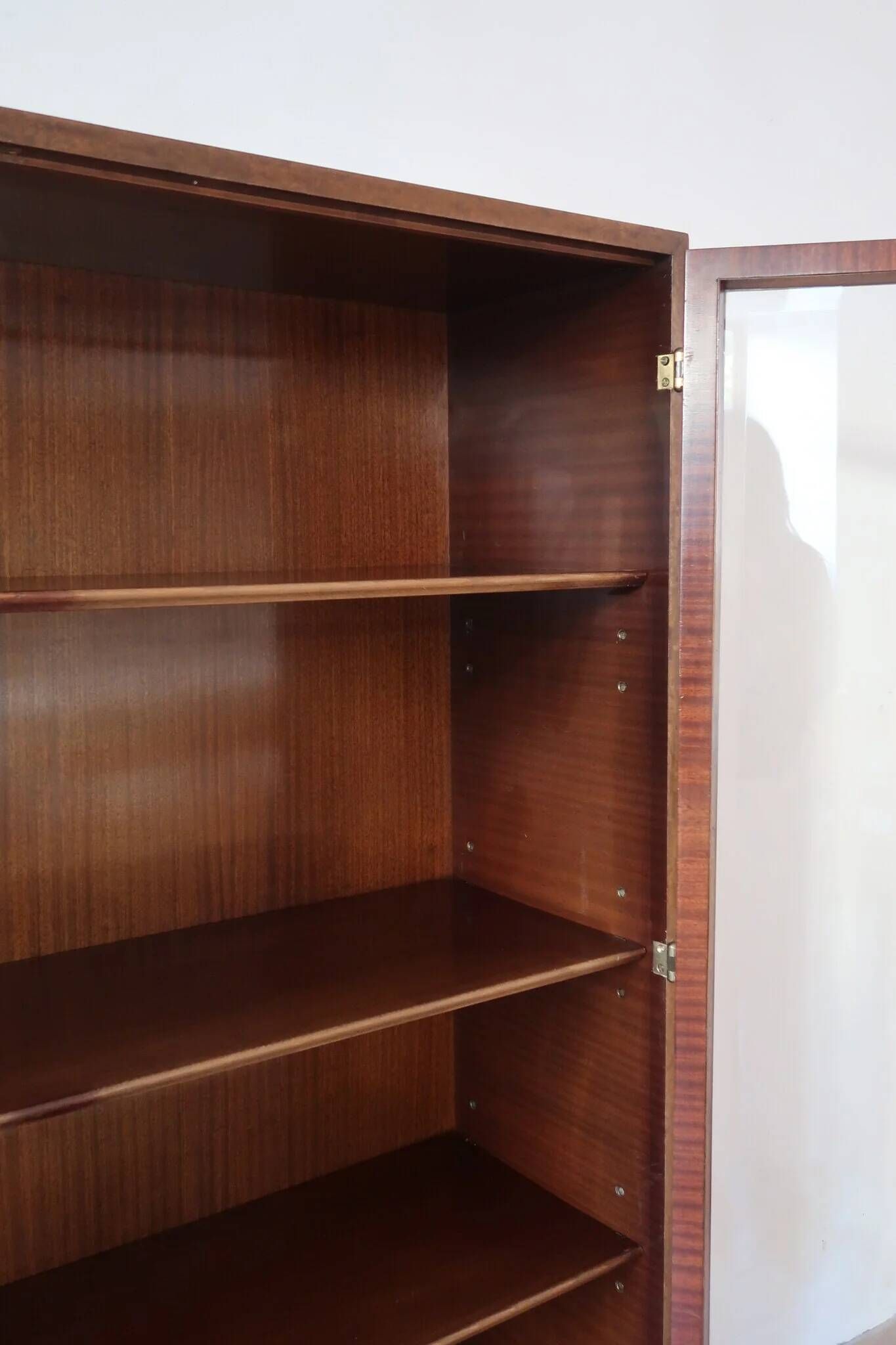 Glass library in walnut, Art Deco style, 1960s