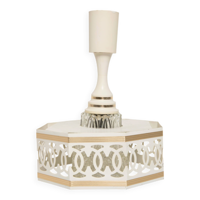 Plafonnier Hollywood Regency milieu du 20ème siècle, métal blanc, Italie, 1960