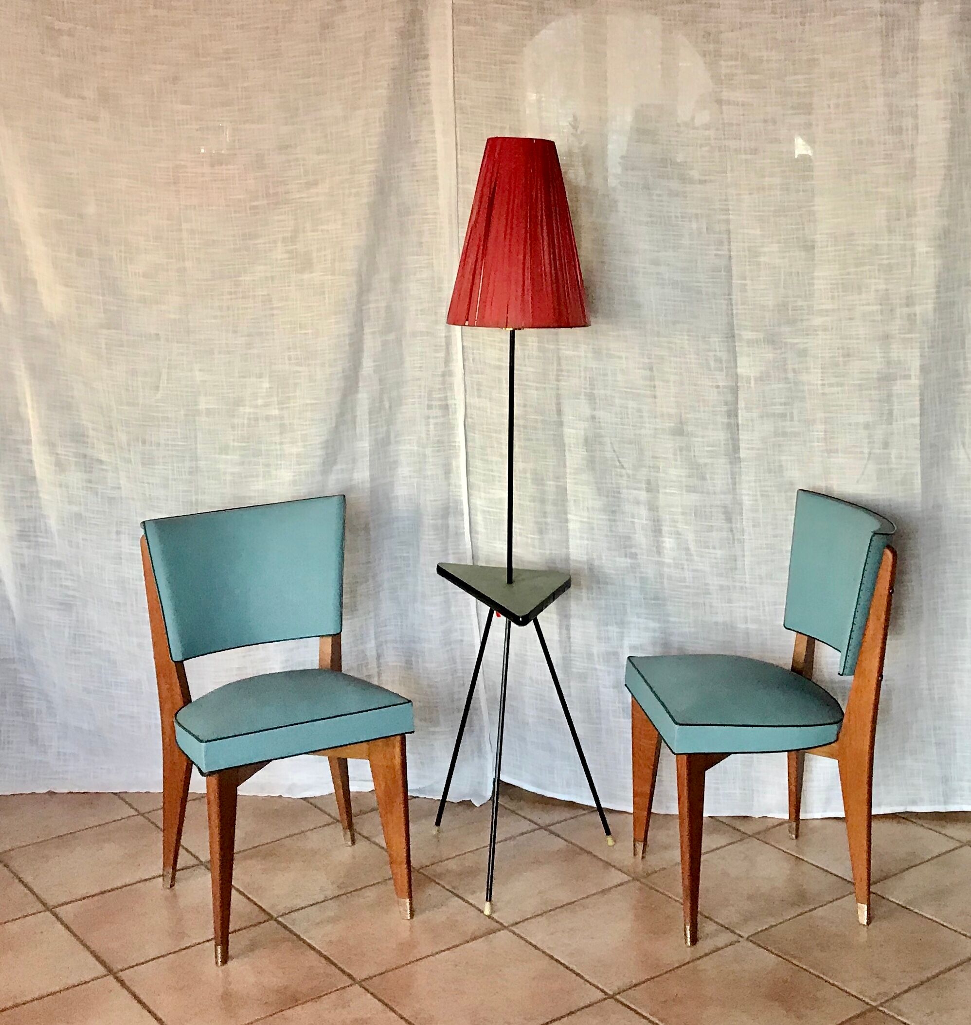 Suite of 4 chairs 50s skai