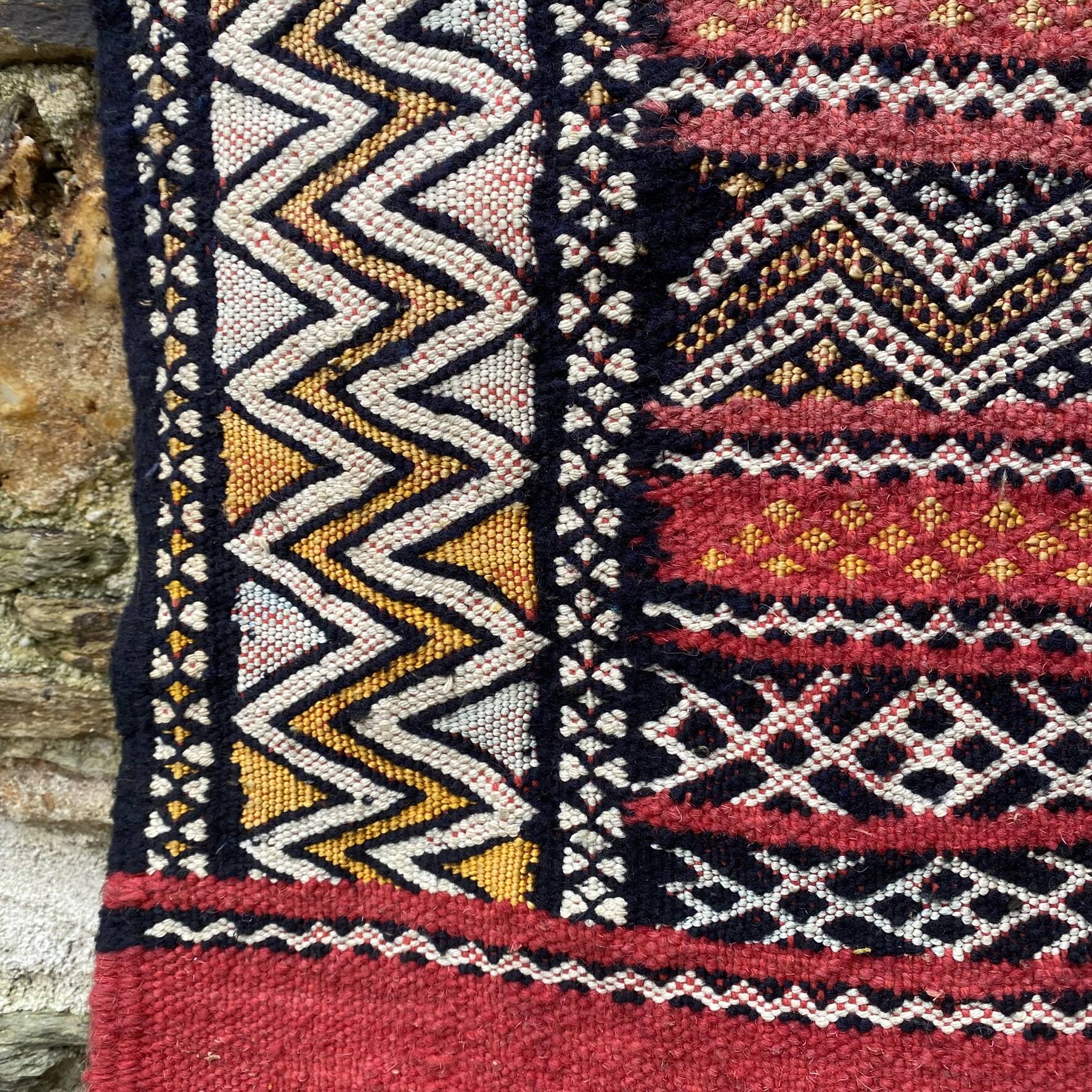 Handwoven Berber Kilim rug, wall hanging.