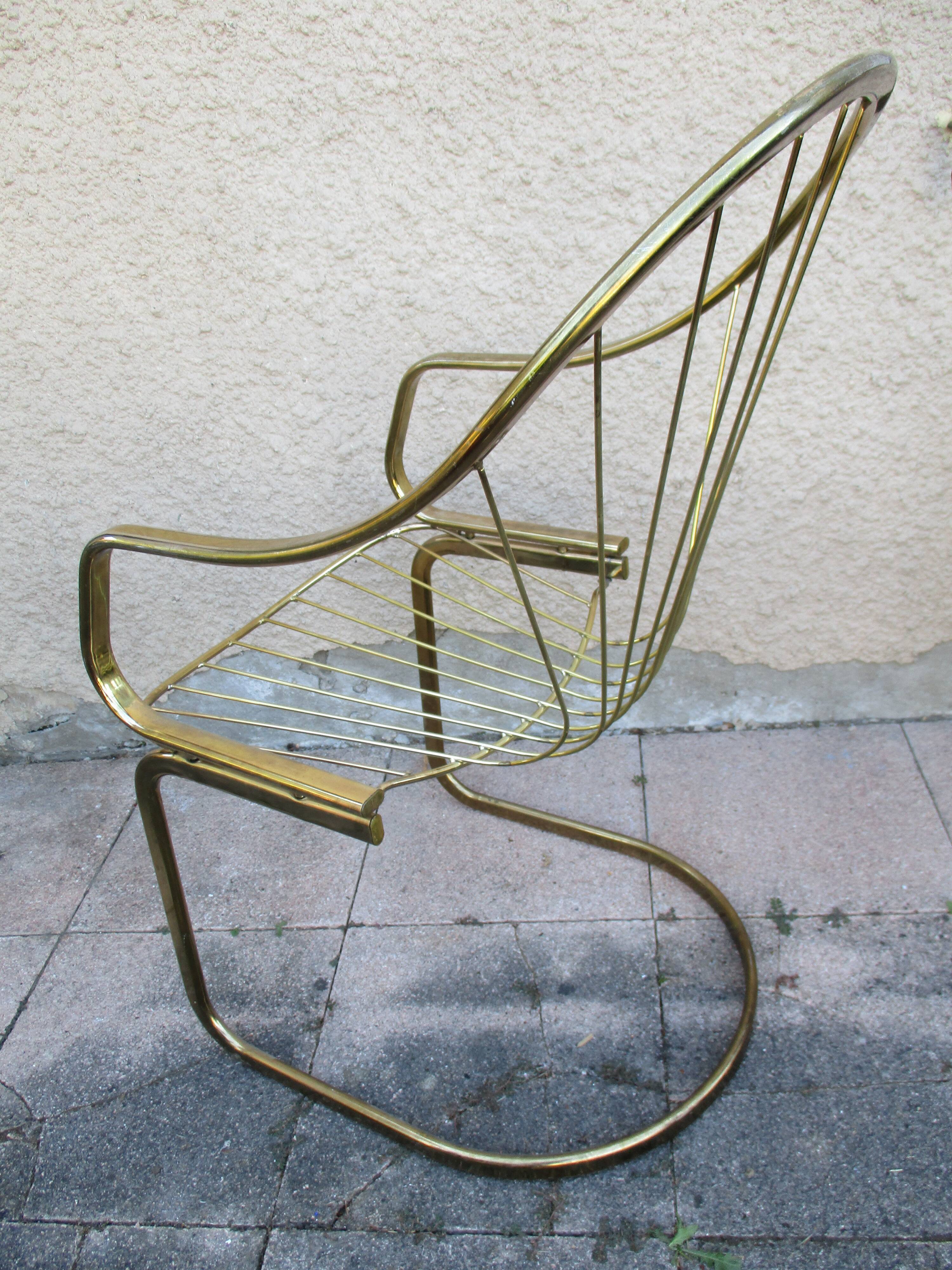 70s gold metal armchair