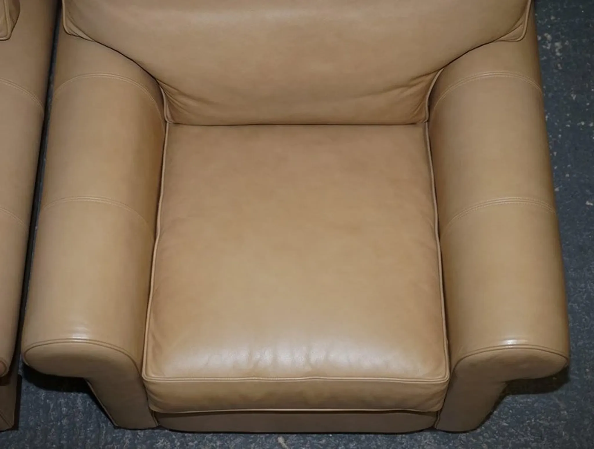 Brown Leather Latte Armchairs by Multi York England, Set of 2