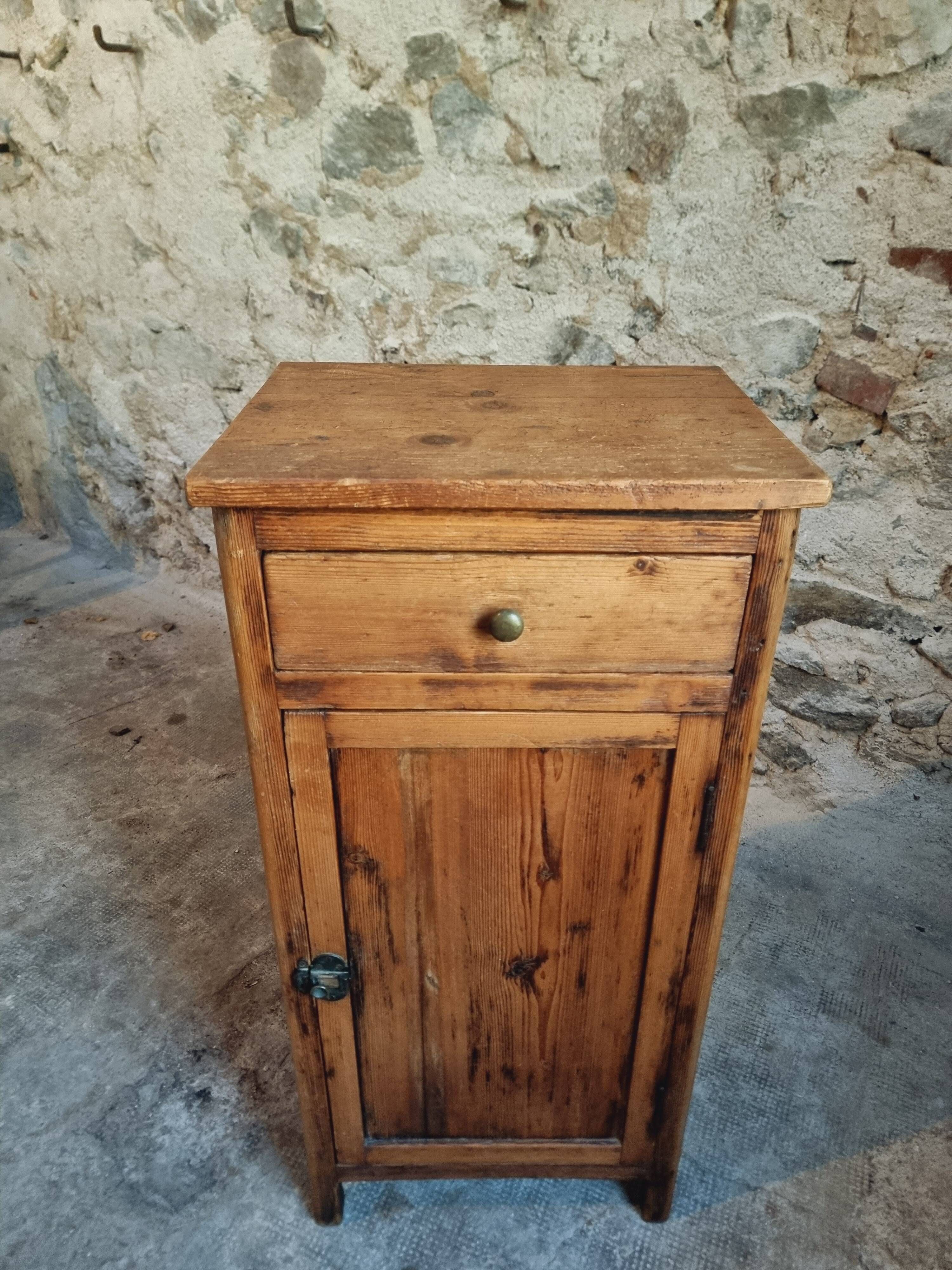Small vintage pine storage cabinet – Antique French workshop furniture