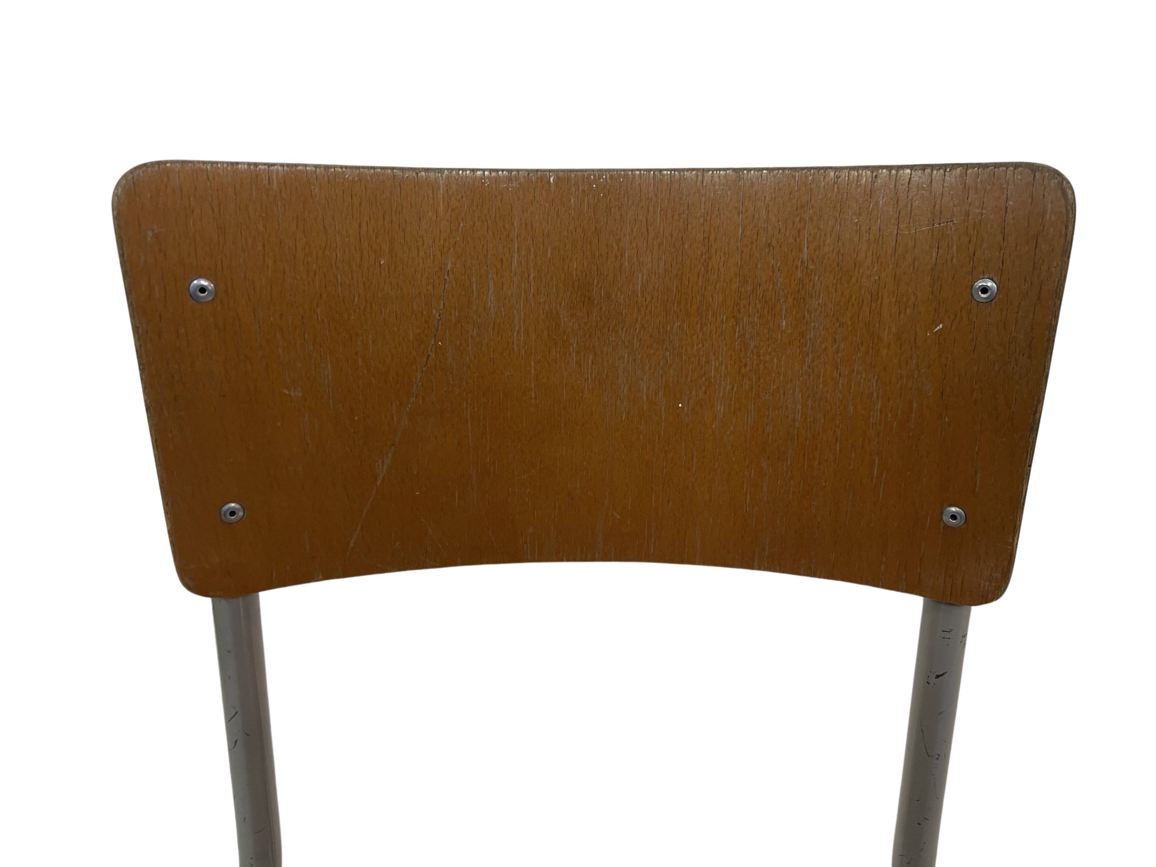 Vintage school chair 1960s minimalist design wood and metal