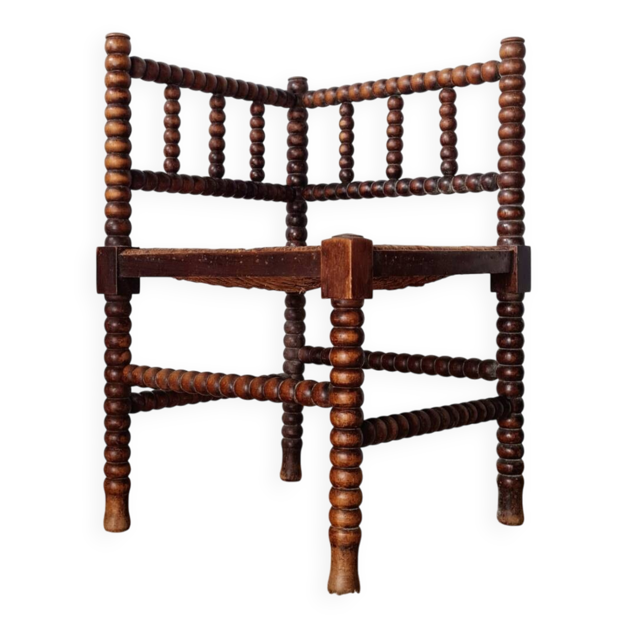 1950s turned wooden corner chair