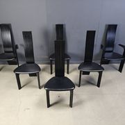 Set of 6 belgian high back dining chairs, 1980s