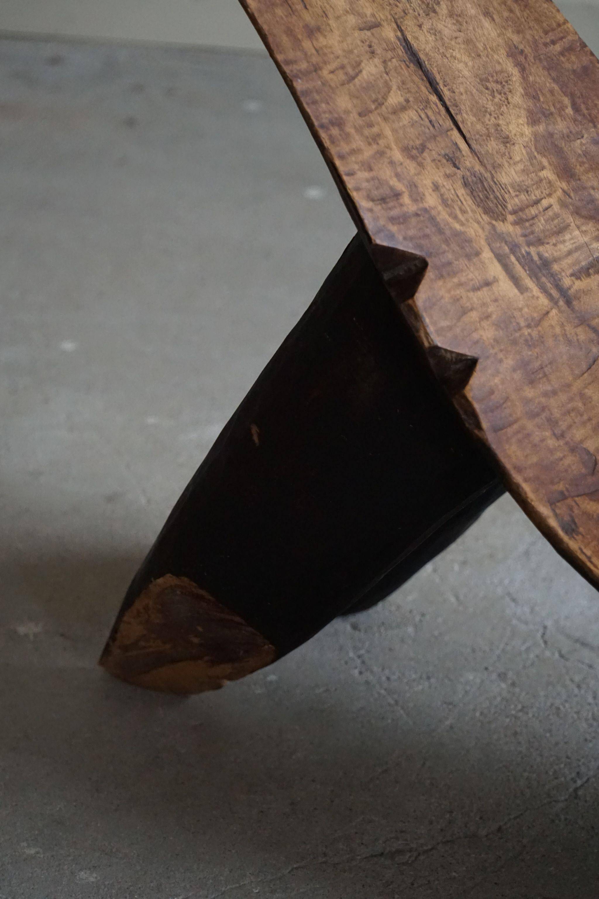 Rustic tribal Lobi chair from West Africa, Burkina Faso, Wabi Sabi, 1940s.