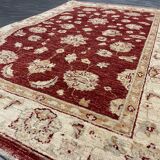 Handmade Wool Red Rug, Floral Oriental Carpet for Living Room 152x100cm
