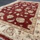 Tapis oriental en laine rouge motif floral,  fait main