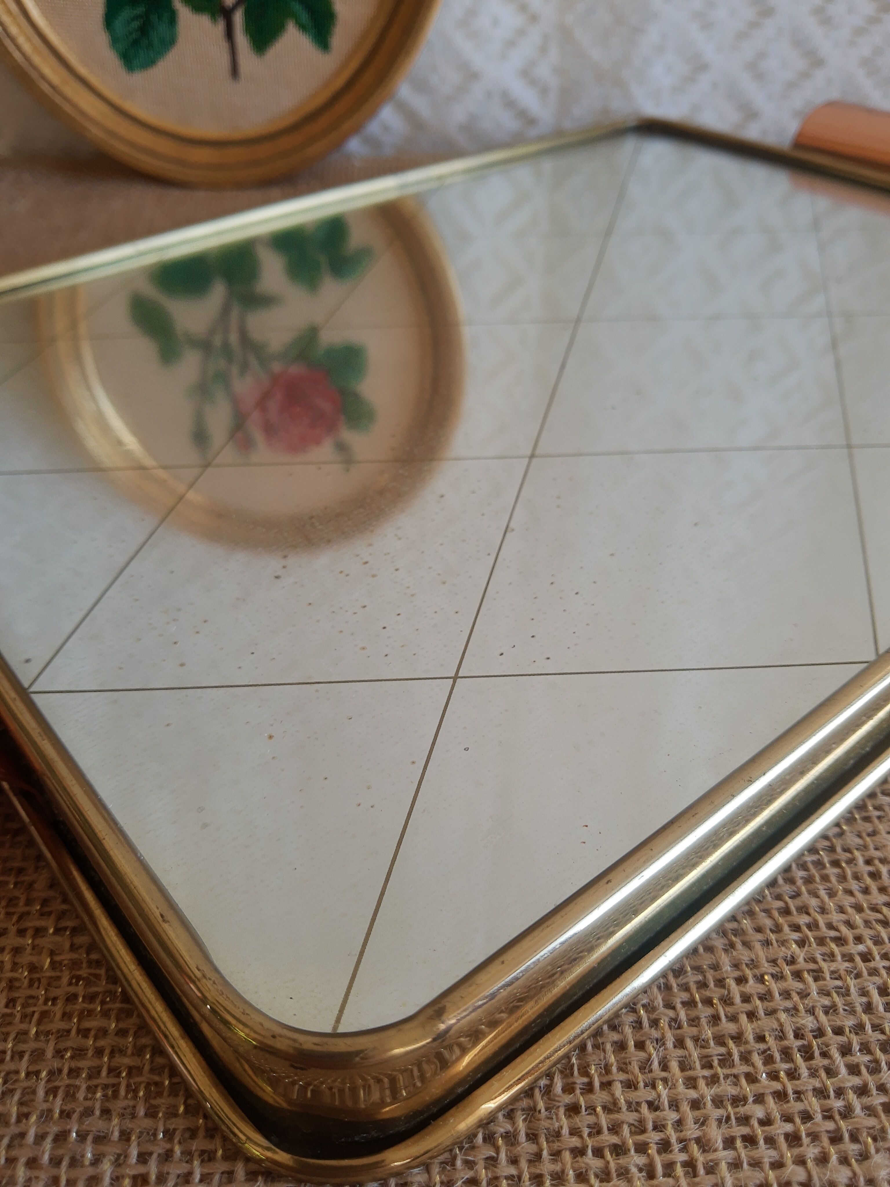 Brass top with vintage mirror