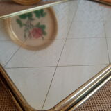 Plateau en laiton avec miroir vintage