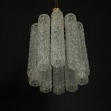 Pair of Murano glass and brass chandeliers