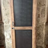Vintage wooden wardrobe with matte cast iron color hanging rail