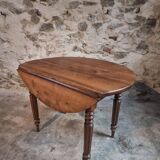 Table à abattants ancienne en noyer français – Table ovale avec rallonges pliantes des deux côtés, fin XIXe siècle