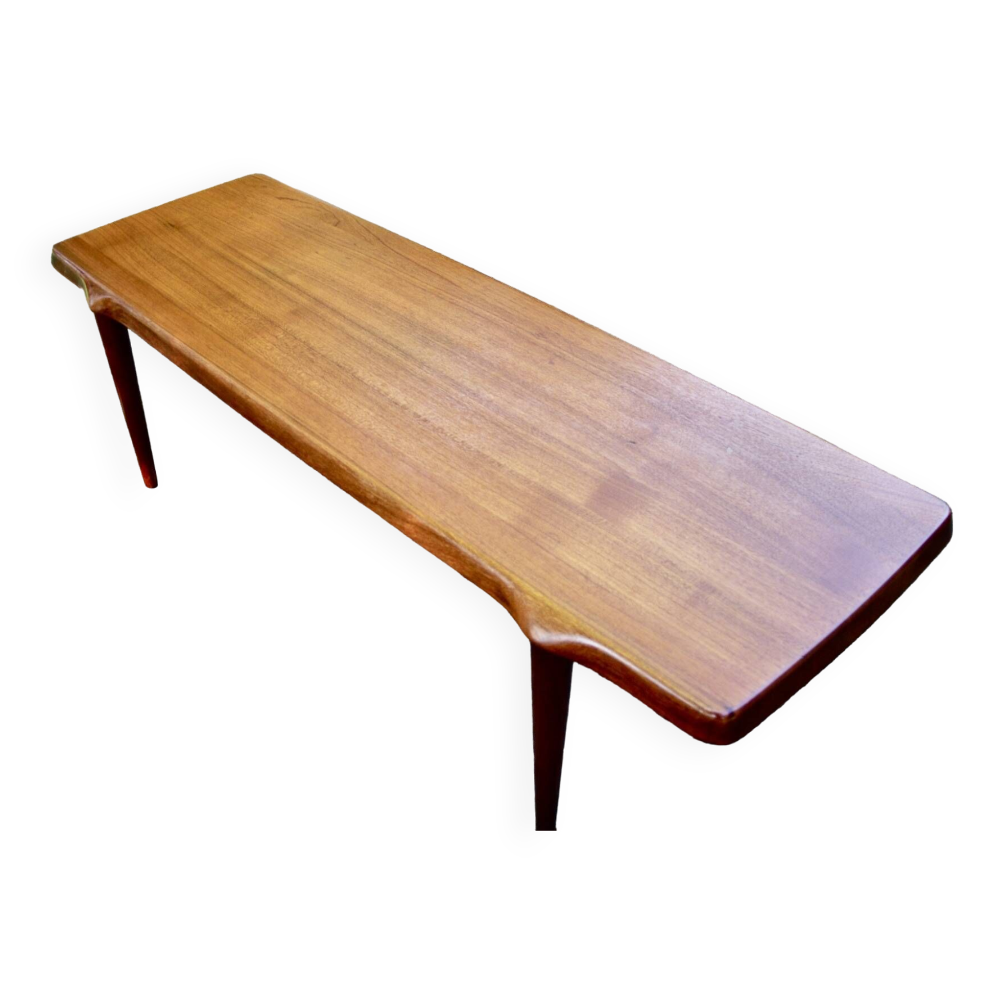 Table basse vintage revtangulaire en teck massif de john boné danemark 1960