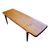 Vintage revtangular coffee table in solid teak by john boné denmark 1960s