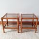Pair of rattan bedside tables and smoked glass 1970
