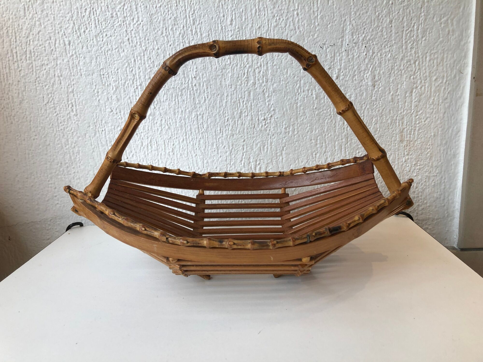 Trash has vintage fruit in wood and bamboo. Vintage design 1950 1960