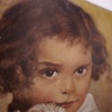 Oil portrait of a child with a dog
