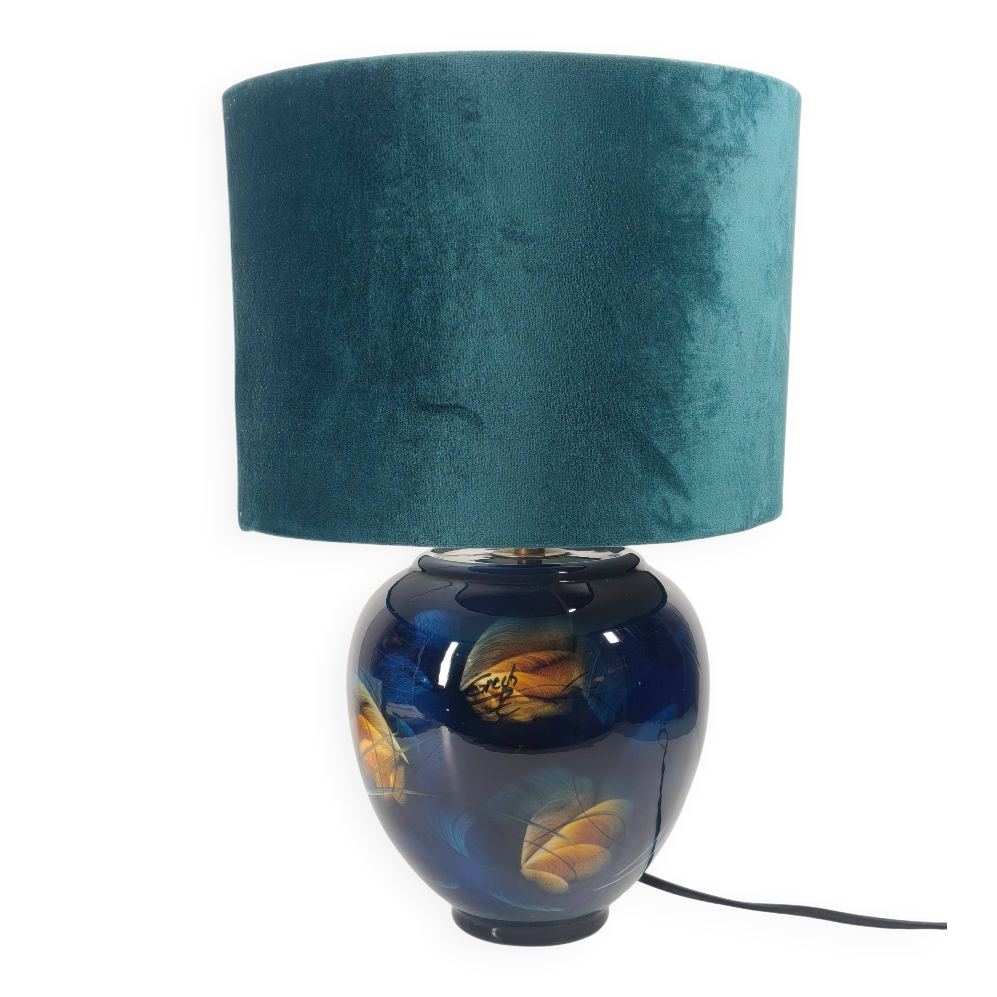 Lacquered ceramic lamp signed Grech