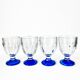 Ancient Italian faceted glassware - blue coloured feet