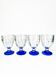 Ancient Italian faceted glassware - blue coloured feet