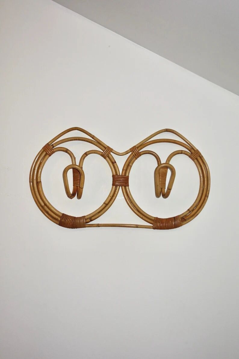 Porte manteau mural par Franco Albini en rotin et bambou, Italie 1960's