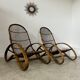 Set of 2 rattan lounge chairs armchairs Italian design from the 60s vintage rattan